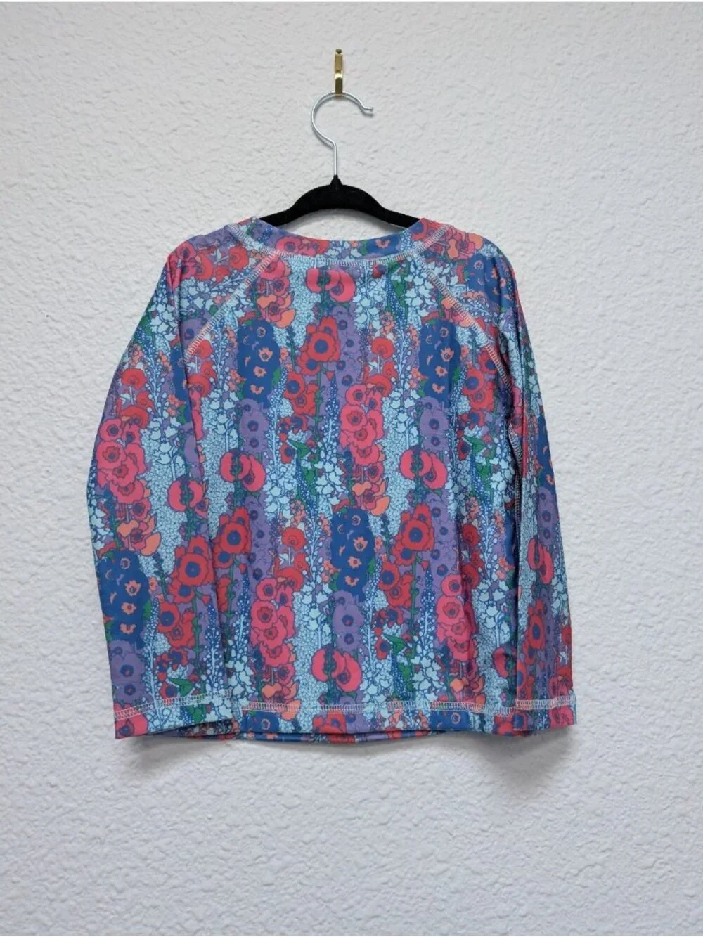 Kate Quinn Vivid Hollyhock Long Sleeve Rash Guard Tee 4T Swimsuit Shirt Floral